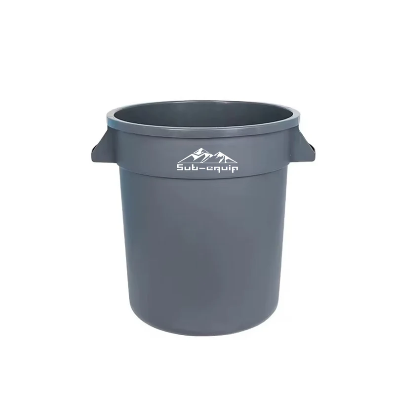 Sub-equip RTC-32G, Heavy-Duty Round Trash Can - Gray, 32 Gallon