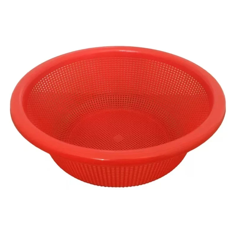 CHEFCO,RD360, Plastic Round Vegetable Wash Basket ,Red (Fine Grid)-19.7"Dia x 6.9" H