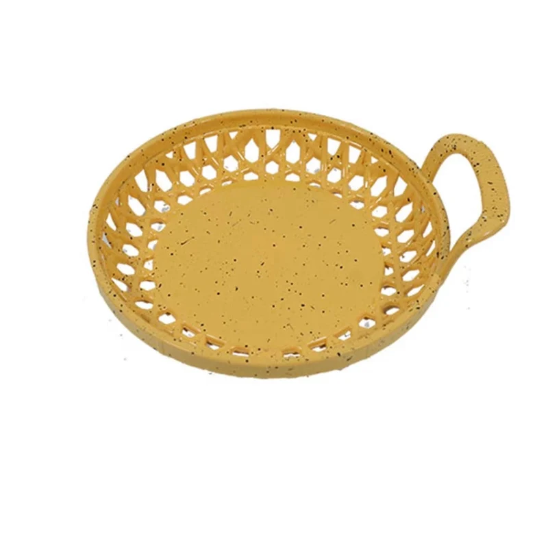 CHEFCO,JS-1007Y, 5.9" Dia Round Woven Basket with Single Handle, Yellow