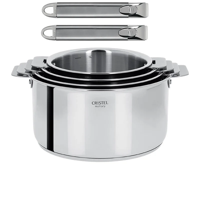 Lot de 4 Casseroles inox Casteline avec 2 poignées Zenith INCLUSES - CRISTEL