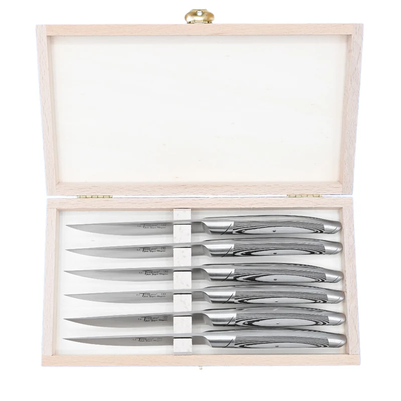 Coffret 6 Couteaux Le Thiers Avantage avec Manche Paperstone Gris - GOYON-CHAZEAU