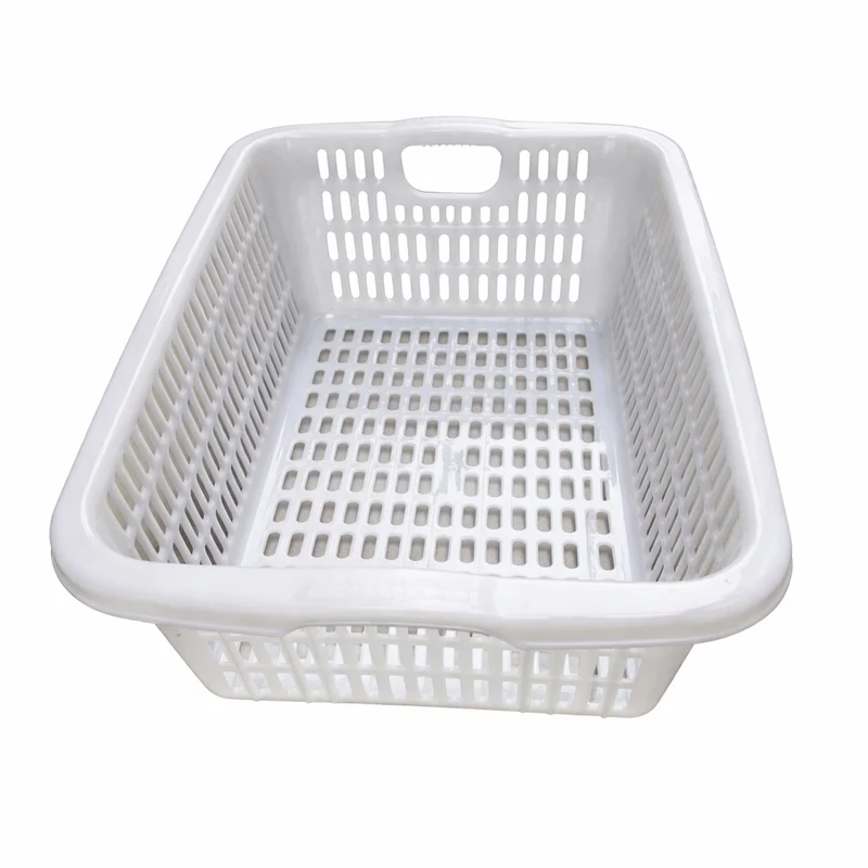 CHEFCO,WH31, Plastic Rectangular Vegetable Wash Baskets with Cut-out Handle-White-22.6"Lx16"Wx8"H