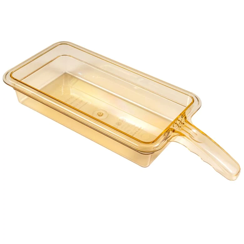 Sub-equip,CFP-P132HB, 1/3 Size Amber High Heat Plastic Food Pan with Handle - 2 1/2" Deep
