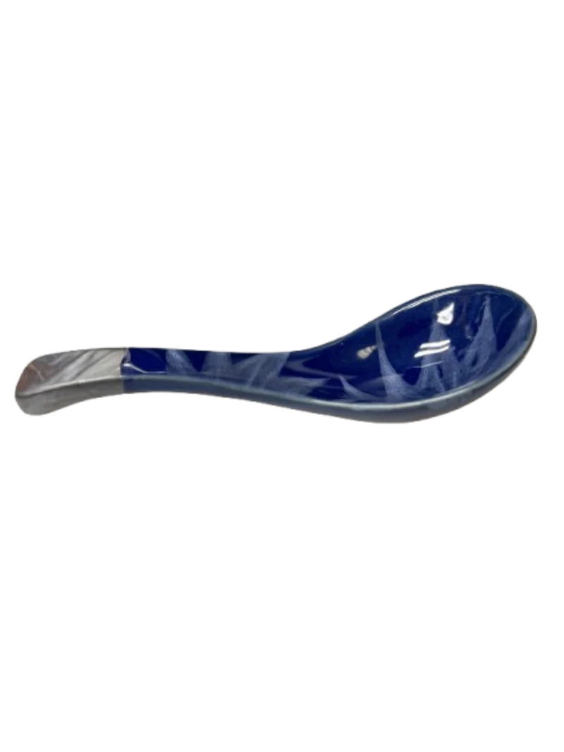 Chefco, 5.5" Long Ceramic Blue Spoon with Sakura & Golden Flake Pattern (BL1405)