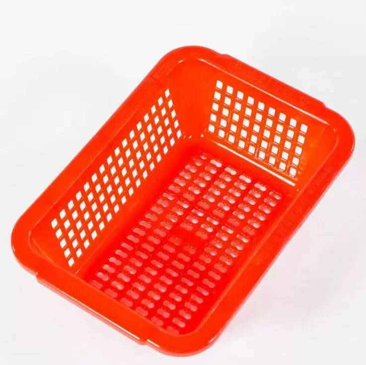 CHEFCO,RD23, Plastic Square Vegetable Wash Baskets (Small Grid)-Red-12"L x 8.9"W x 3.7"H