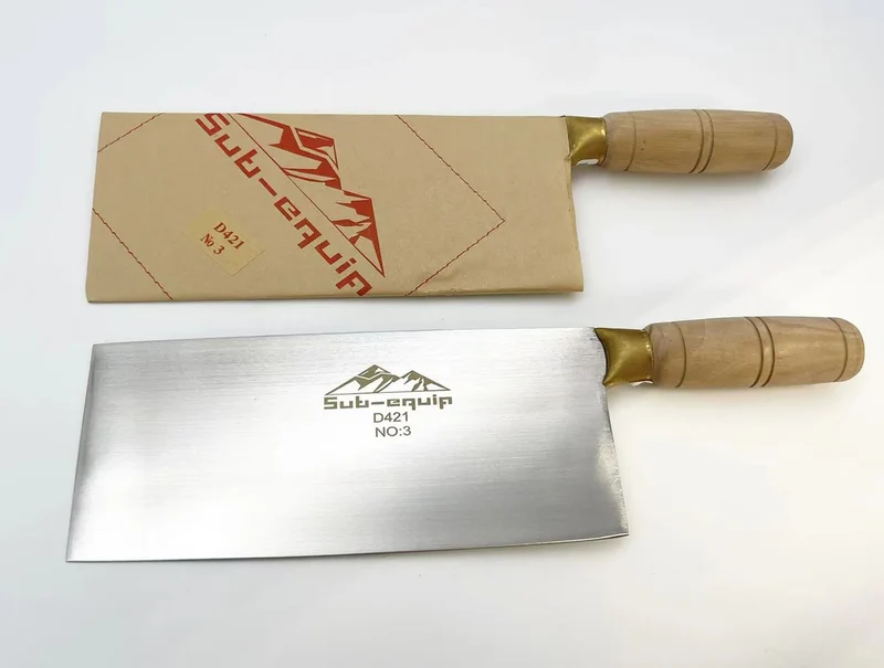 Sub-equip,D421, #3 Stainless Steels SANG Cleaver with Wooden Handle