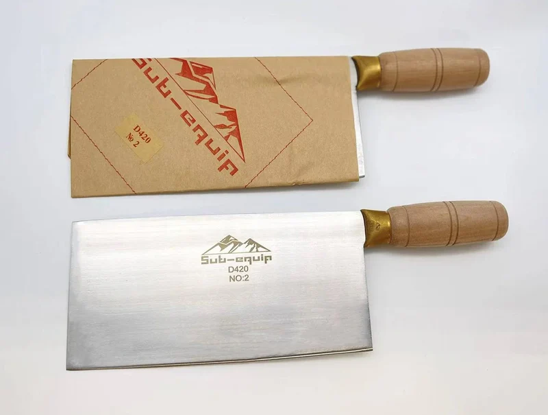 Sub-equip,D420, #2 Stainless Steels SANG Cleaver with Wooden Handle