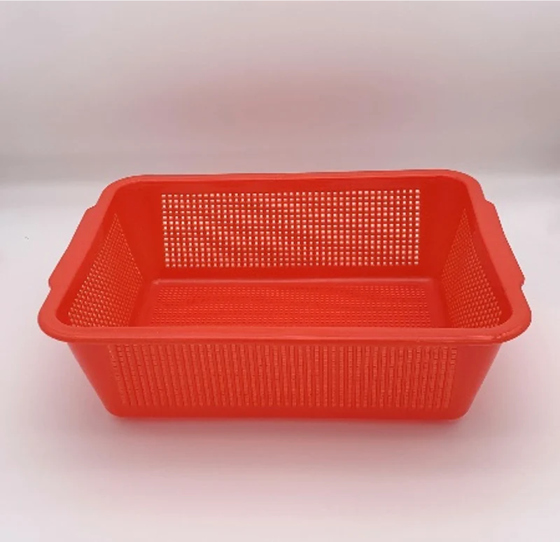 CHEFCO,RD650, Red Plastic Rectangular Vegetable Wash Baskets (Fine Grid)-15.6"L x 12.2"W x 4.5"H