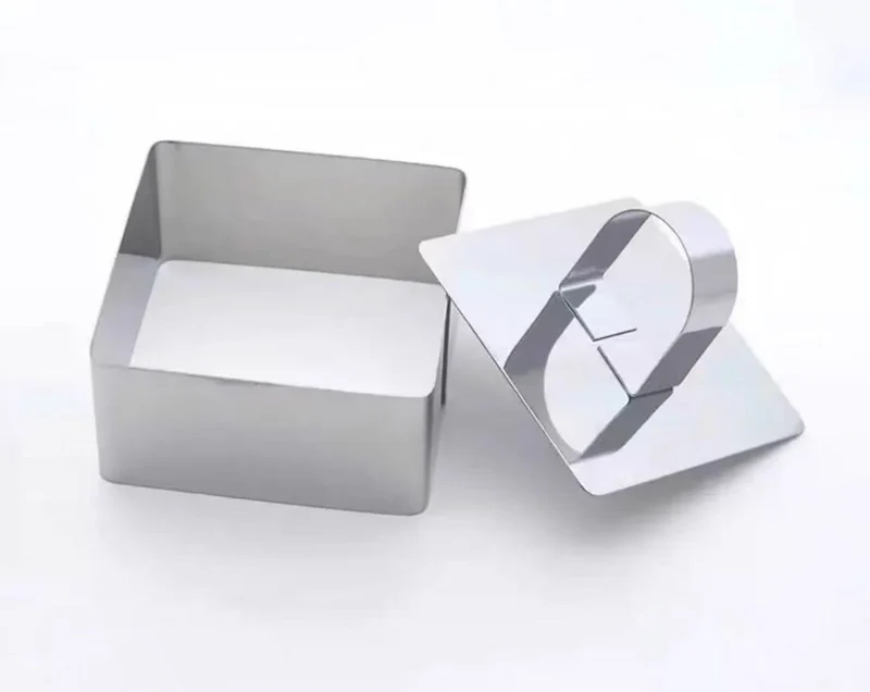 Chefco, 9895, 3.15" Stainless Steel Square Mousse Ring-2pcs/set(8cm/3.15"Lx4cm/1.6"H)