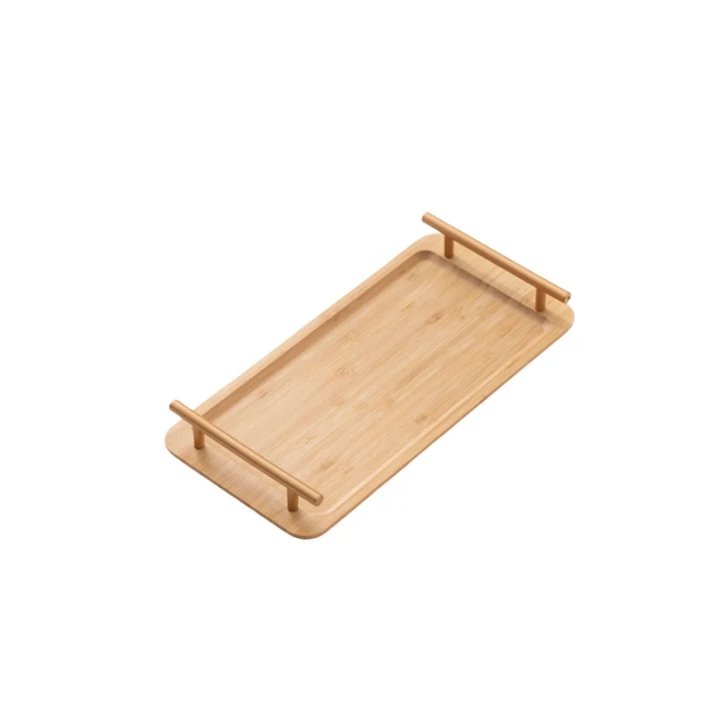 Chefco, WT-3316H,Rectangular Bamboo Serving Tray with Double Handle, 13"Lx 6.3"W