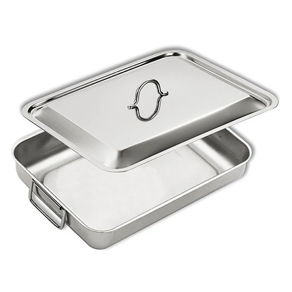 Plat à four en inox avec couvercle 35 x 27 cm Inoxriv