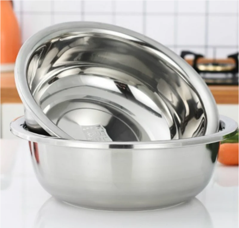 CHEFCO,SUS304-48, 50cm/19.7"Dia Heavy Weight Flat Bottom Stainless Steel Mixing Bowl