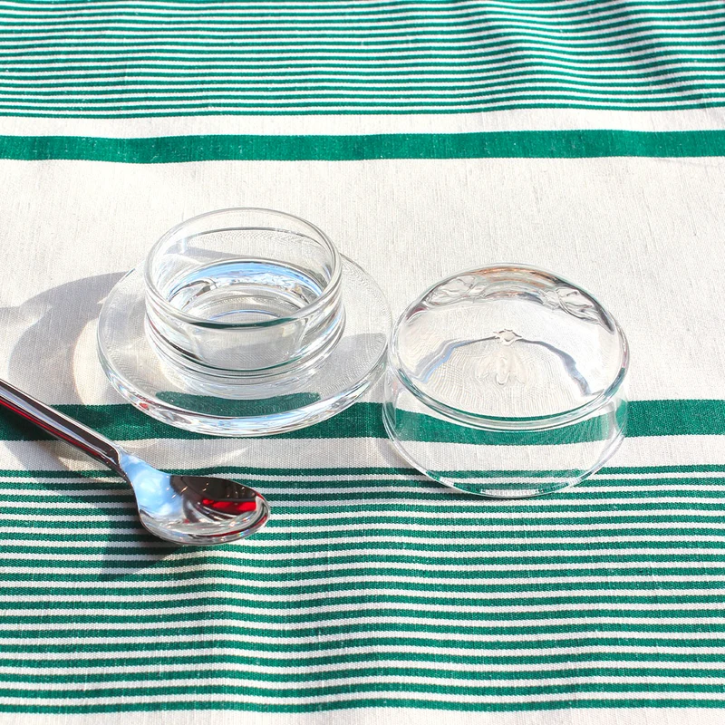 Beurrier en verre rond motif abeilles