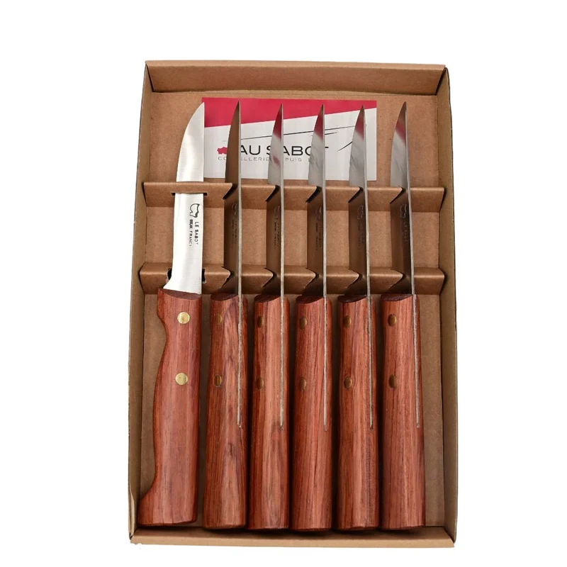 Coffret de 6 Couteaux à Steak manche bois - Au Sabot