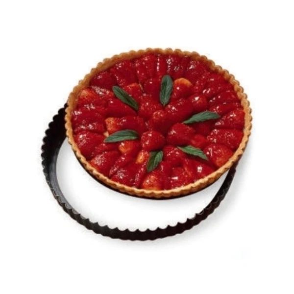Moule à tarte amovible acier revêtu antiadhérent bords cannelés 28 cm Mathon