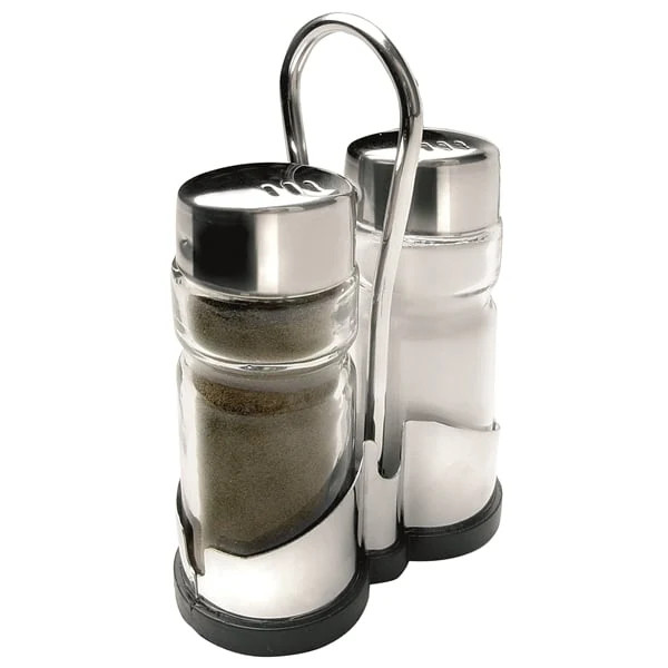 Salière et poivrière en verre et inox Ibili