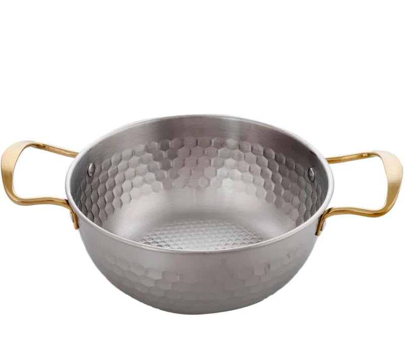 Chefco, Silver Stainless Steel Round Noodle Bowl wth Double Handle, 22 cm Dia (KNB-22S)