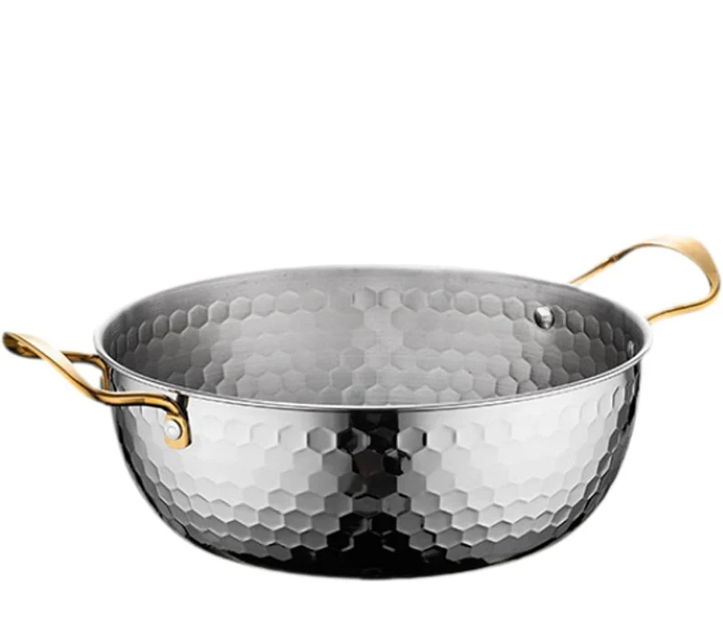 Chefco, Silver Stainless Steel Round Noodle Bowl with Double Handle, 20cm dia (KNB-20S)