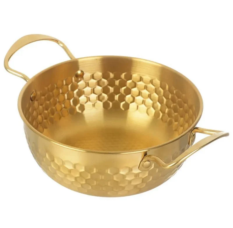 Chefco, Golden Stainless Steel Round Noodle Bowl with Double Handle, 20 cm Dia (KNB-20G)