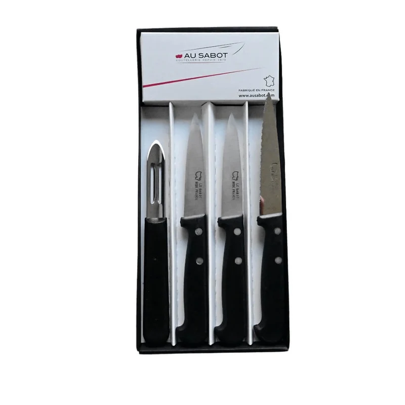 Coffret Couteaux 4 Indispensables Manche Noir - Au Sabot