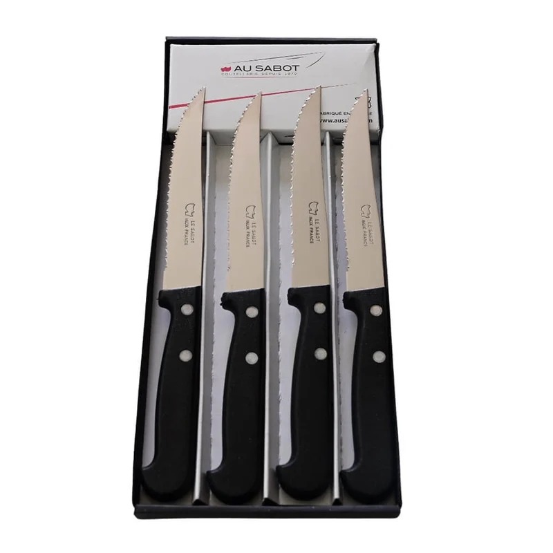 Coffret 4 Couteaux à Steak avec Manches Noirs - Au Sabot