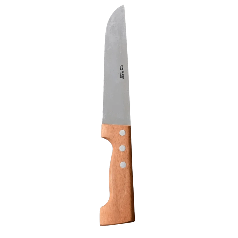 Couteau Boucher 20 cm Lame Carbone Manche en Hêtre - Au Sabot