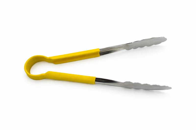 Sub-Equip,UTOH-9Y, 9" Stainless Steel Utility Tongs with Frosted Non-Slip Grip Handle ,Yellow