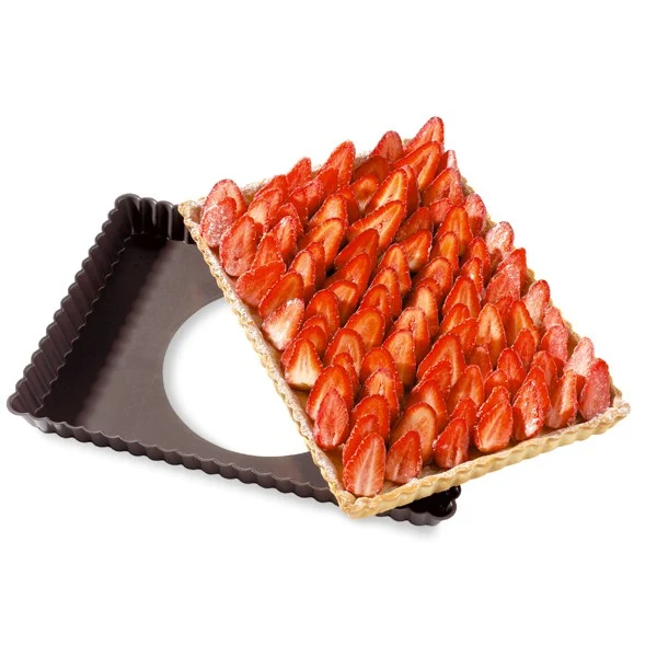 Moule à tarte amovible rectangle acier revêtu antiadhérent bords cannelés 30 cm Mathon