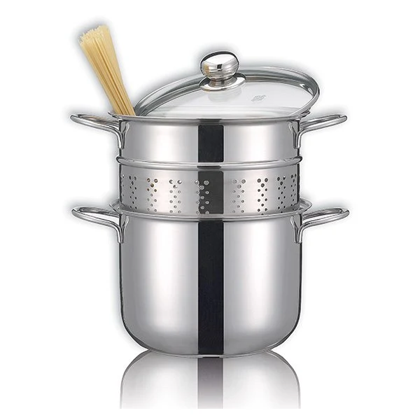 Cuiseur à pâtes en inox 18 10 avec couvercle en verre 22 cm 5 L Inoxriv