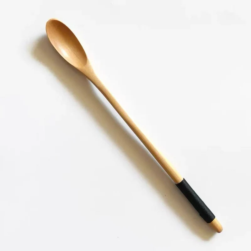 CHEFCO,WS20-2B,Slim Round Wooden Spoon with Long Handle & Black Line