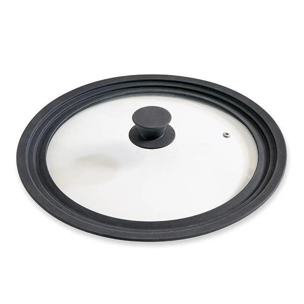 Couvercle en verre et silicone noir multidiamètre 28, 30 et 32 cm Mathon