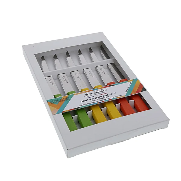 Coffret de 6 couteaux steak en bois de hêtre Tradition Colors Jean Dubost