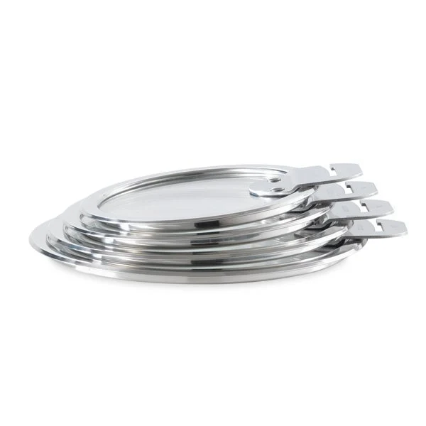 Set 4 couvercles plats en verre Strate 14, 16, 18 et 20 cm Cristel