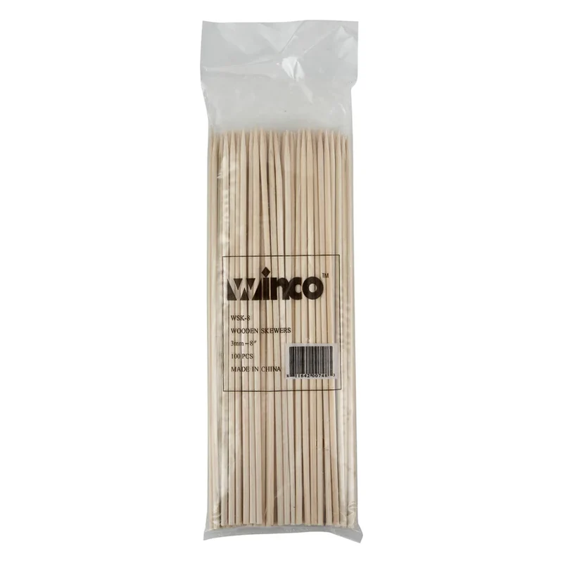 8" Bamboo Skewers, 100/bag, Winco (WSK-08)