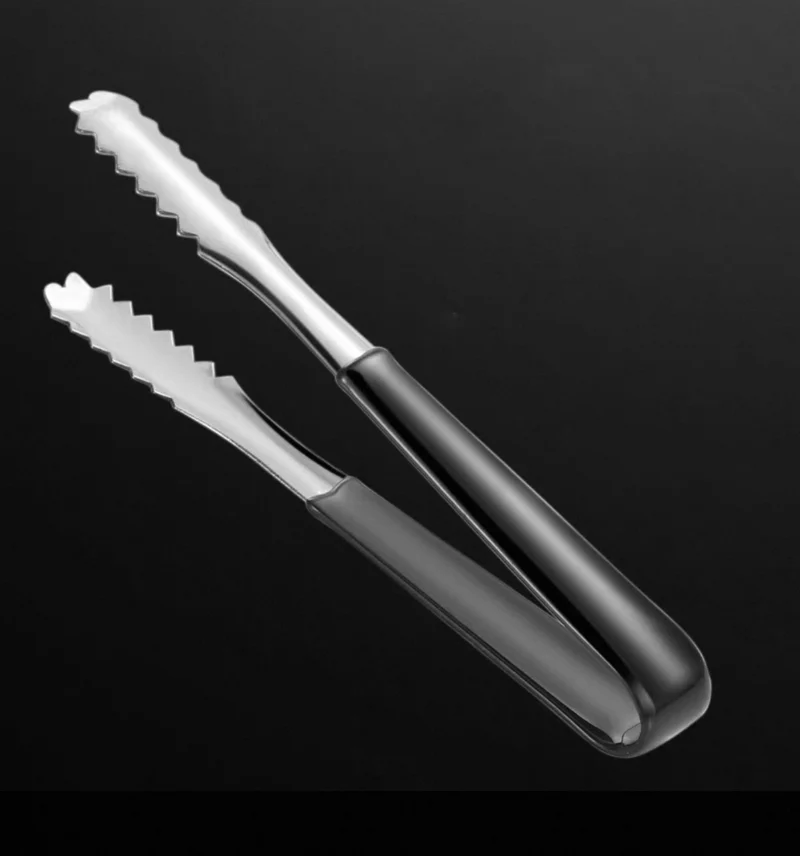 Stainless Steel Ice Tong with Black Plastic Coated, 8" (TS-8B)