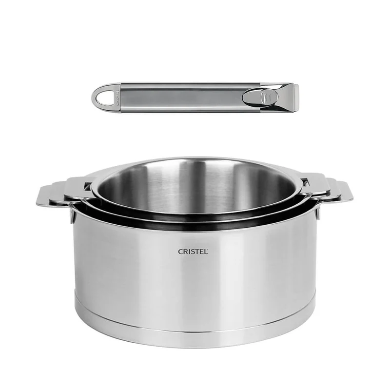 Lot de 3 Casseroles STRATE poignée ZENITH amovible OFFERTE - CRISTEL