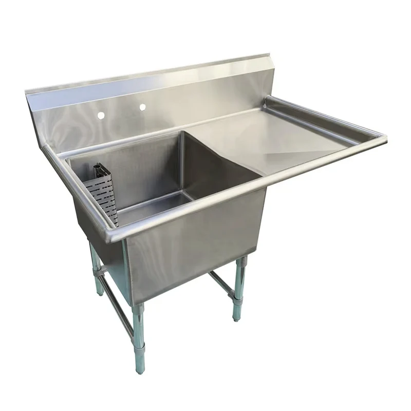 Metal 304, S1C202014-20R-316, 16 Gauge 304 Stainless Steel One Compartment Commercial Sink with Right Drainboard (43" x 26" x 43.2")