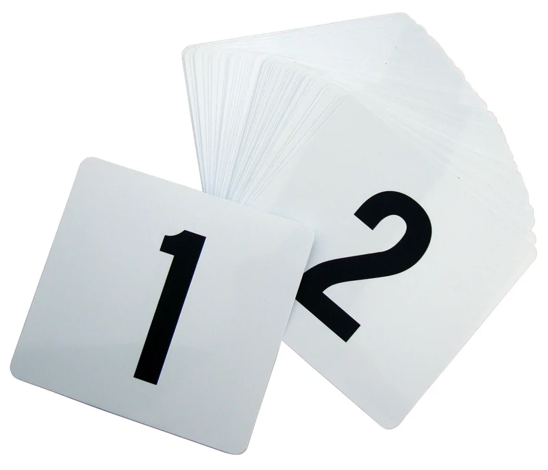 CHEFCO,TN-50, Plastic Table Numbers, 1-50, 4" x 4"