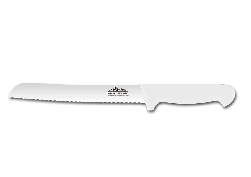 Sub-Equip,KWP-10W, 10" Wavy Edge Bread Knife with White Handle