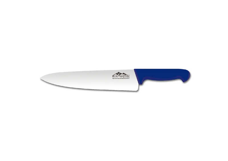Sub-Equip,KFC-101B, 10" High Carbon German Steel X50CrMoV15 Alloy Cooks Knife with Blue Handle