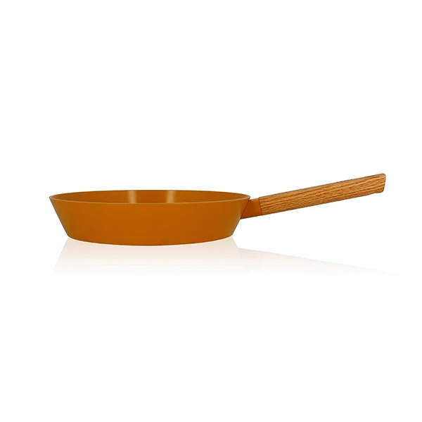 Poêle Ector induction aluminium revêtu manche en bois 28 cm jaune Ogo