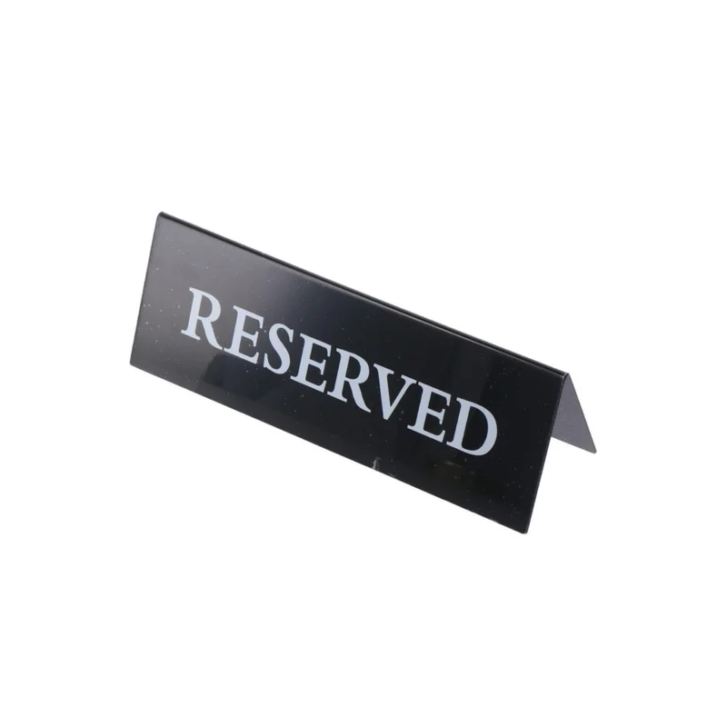 Black Plastic Reserved Sign, 15x5cm (SGN-5K)