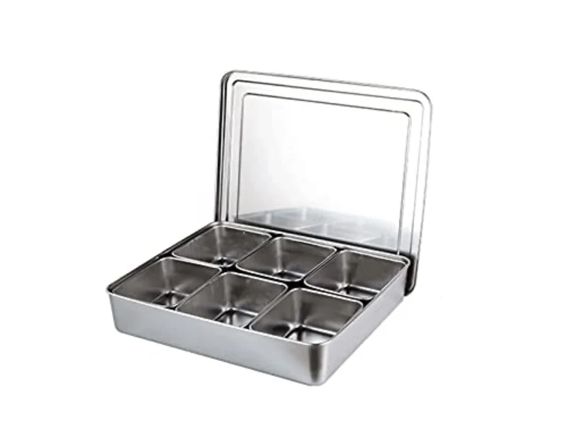 Stainless Steel Sauce/Condiment Box with Rectangular Containers (SBX-6)