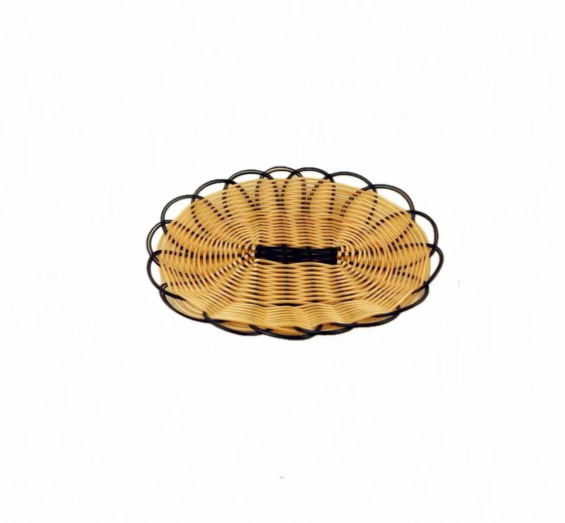 CHEFCO,OWB-18145,Oval Black-Rim Woven Serving Basket(L 18cm/7.1"x W 14cm/5.5" x H 3.7cm/1.5")