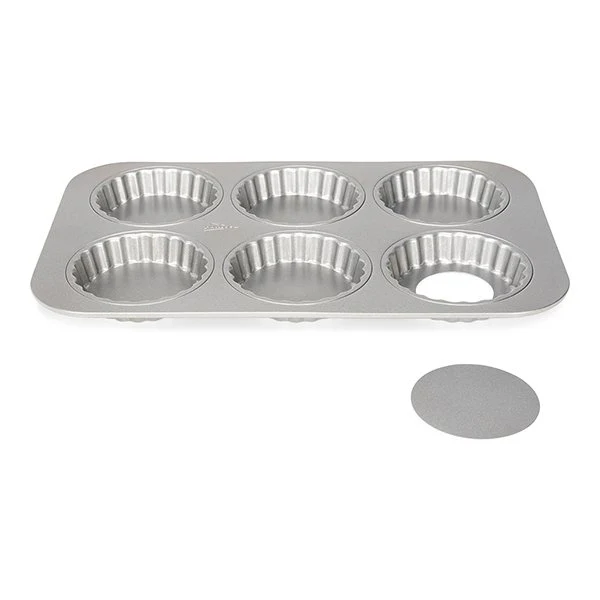 Moule 6 tartelettes acier revêtu fond amovible 10 cm Patisse