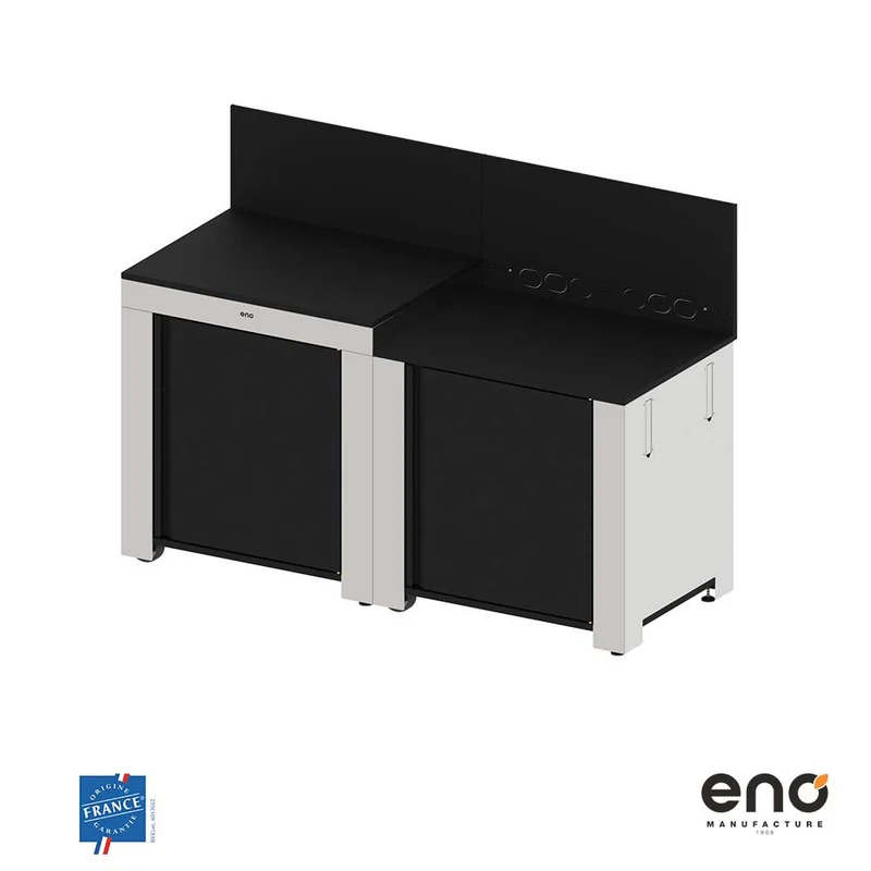 Cuisine Essential 2 Modules Noir et Inox - ENO