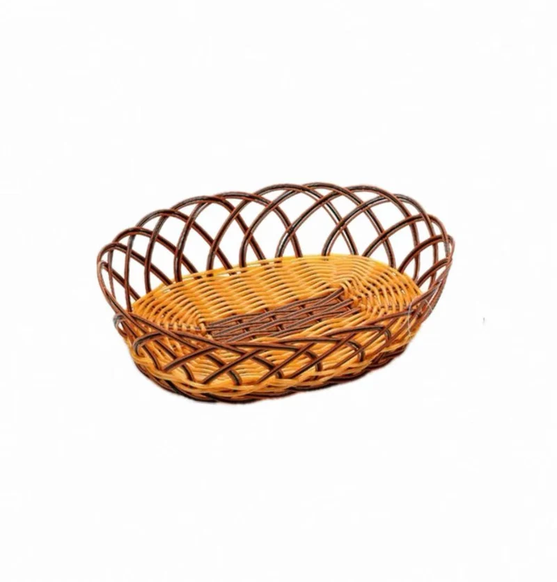 CHEFCO,OWB-21177, Oval Black & Orang-Rim Woven Serving Basket(L 21cm/8.3" x W 16cm/6.3" x H 7cm/2.8")
