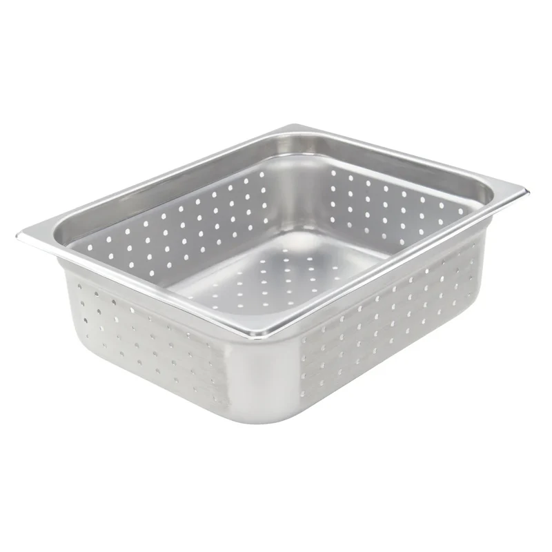 SPF-204P - Perforated Steam Pan, 24 Gauge Stainless Steel, half size, 4"