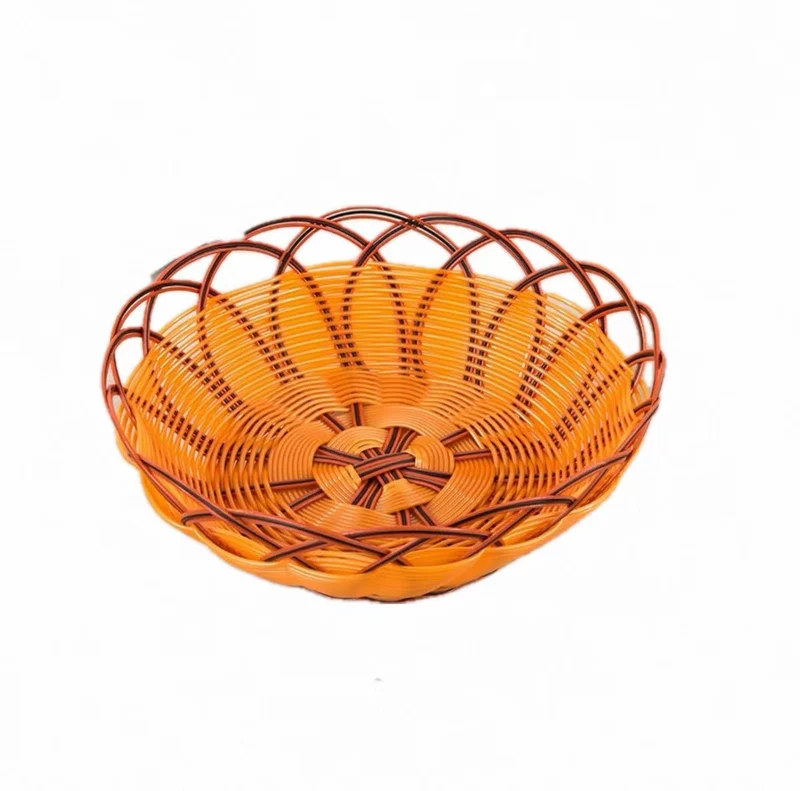 CHEFCO,RWB-198,Round Black & Orange-Rim Woven Serving Basket(Dia 19cm/7.5" x H 7.5cm/3")