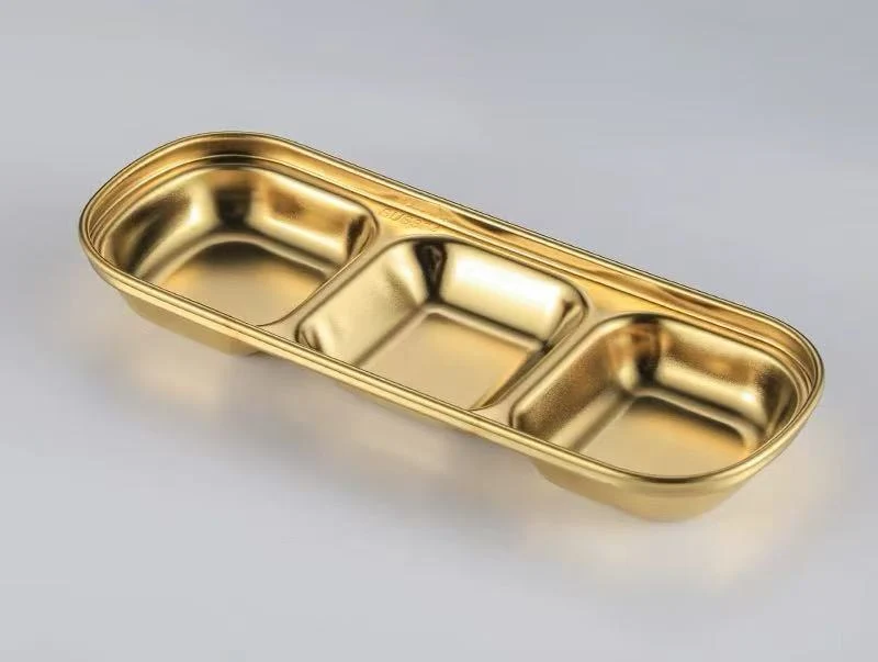 CHEFCO,KSD-3G,Stainless steel Korean-style Sauce Dish-Golden(3 Compartment/90G)